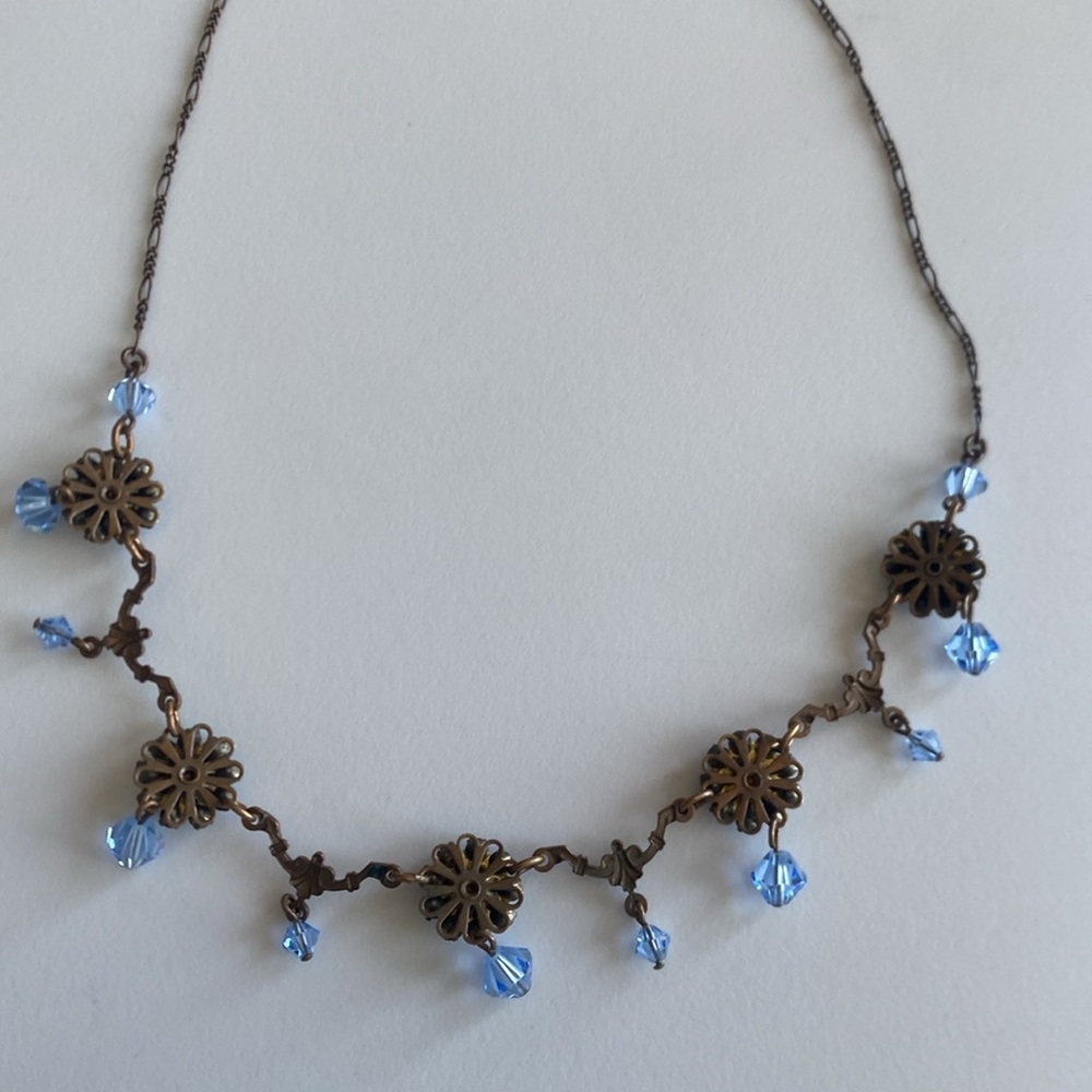 Liz Palacios Blue Crystal Floral Necklace - Picture 7 of 9